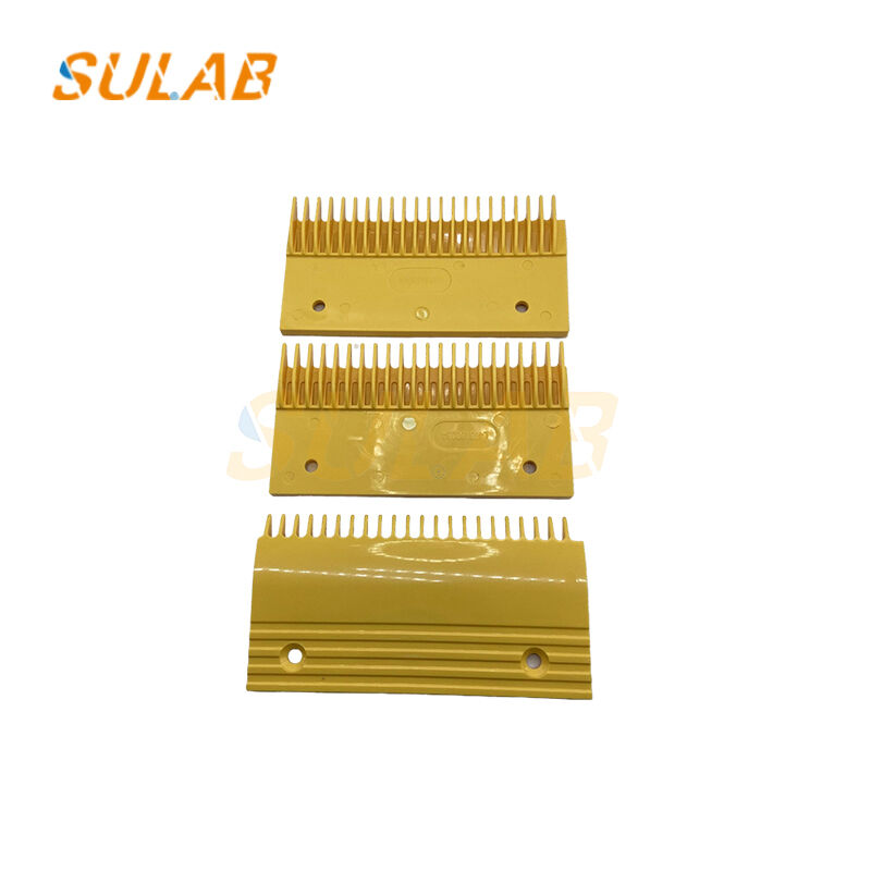 Yellow Plastic Escalator Comb Plate with 22 Teeth and Safety Trigger for Moving Walkway Spare Parts